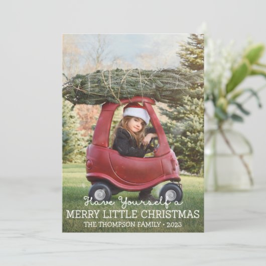 自分に小さなメリークリスマスフォトカードがある シーズンカード (スタンド正面)