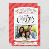 自分に小さなメリークリスマスフォトカードを持っている シーズンカード (正面/裏面)