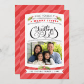 自分に小さなメリークリスマスフォトカードを持っている シーズンカード (正面/裏面)