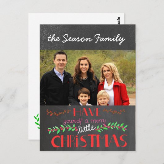 自分に小さなメリークリスマスフォトカードを持っている ポストカード (正面/裏面)