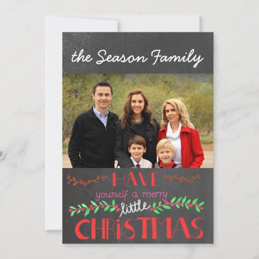 自分に小さなメリークリスマスフォトカードを持っている 招待状 (正面)