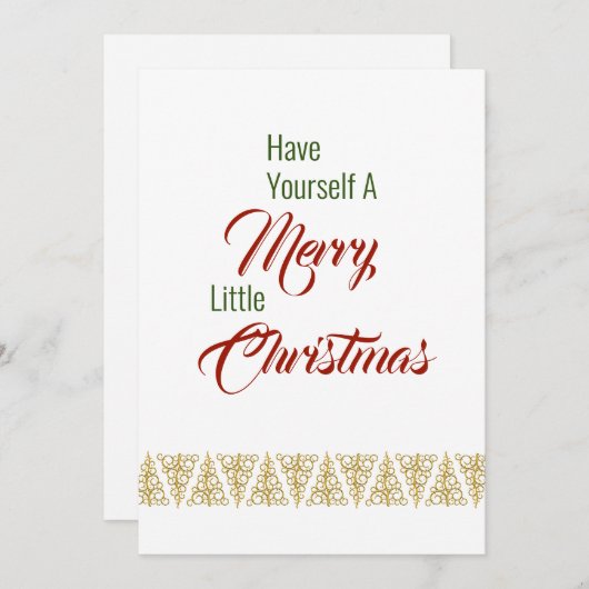 自分に小さなメリークリスマスフラットカードを持っている シーズンカード (正面/裏面)