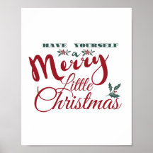 自分に小さなメリークリスマスポスターを持っている