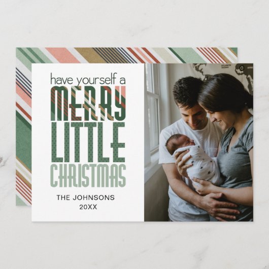 自分に小さなメリークリスマス写真を持っている シーズンカード (正面/裏面)