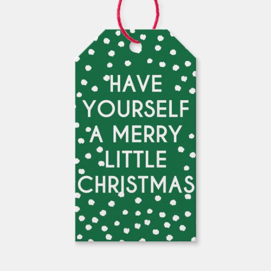 自分に小さなメリークリスマス水玉模様を持つ ギフトタグ (正面)
