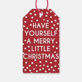 自分に小さなメリークリスマス水玉模様を持つ ギフトタグ