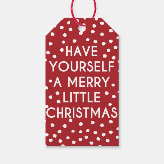 自分に小さなメリークリスマス水玉模様を持つ ギフトタグ (正面)