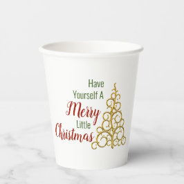 自分に小さなメリークリスマス紙カップを持っている 紙コップ