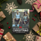 自分に小さな不気味クリスマスフォトを持っている シーズンカード