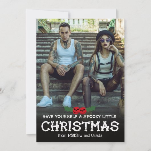 自分に小さな不気味クリスマスフォトを持っている シーズンカード (正面)