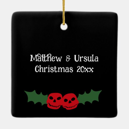 自分に小さな不気味クリスマスフォトを持っている セラミックオーナメント (裏面)