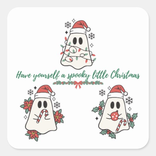 自分に少し不気味クリスマスを過ごす スクエアシール (正面)