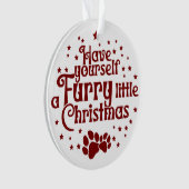 自分に毛皮の小さなクリスマスドッグの写真を持っている オーナメント (正面)