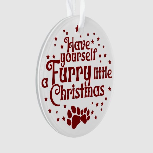 自分に毛皮の小さなクリスマスドッグの写真を持っている オーナメント (正面)
