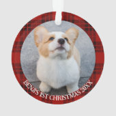 自分に毛皮の小さなクリスマスドッグの写真を持っている オーナメント (裏面)