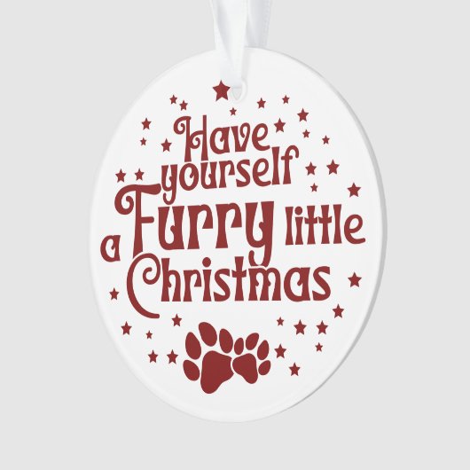 自分に毛皮の小さなクリスマスドッグの写真を持っている オーナメント (正面)