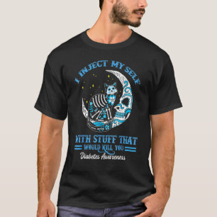 自分に色々注射するね 猫 砂糖 スカル 糖尿病 Tシャツ
