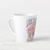 自分のおとぎ話でLivin' – カエル&キノコ カフェラテマグ (左アングル)