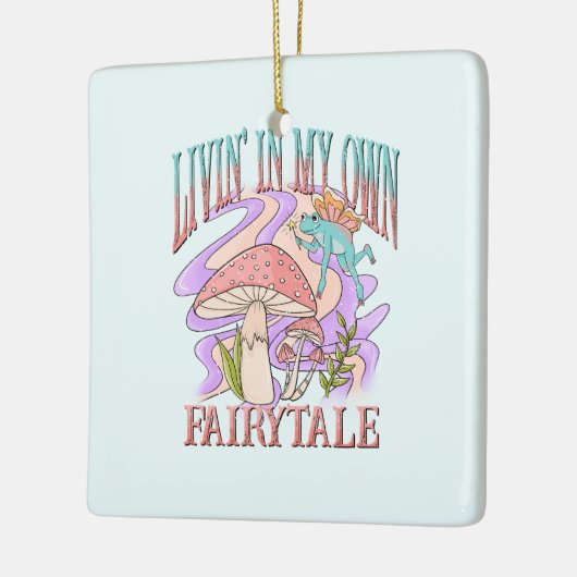 自分のおとぎ話でLivin' – カエル&キノコ セラミックオーナメント (左)
