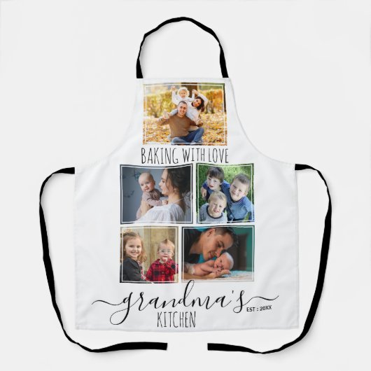 自分のおばあちゃんのキッチンを作成する5フォトコラージュ エプロン (正面)