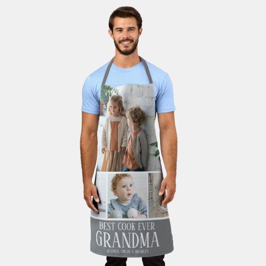 自分のおばあちゃん最高のの調理師Ever Photo Emプロンを作成 エプロン (着用した状態)