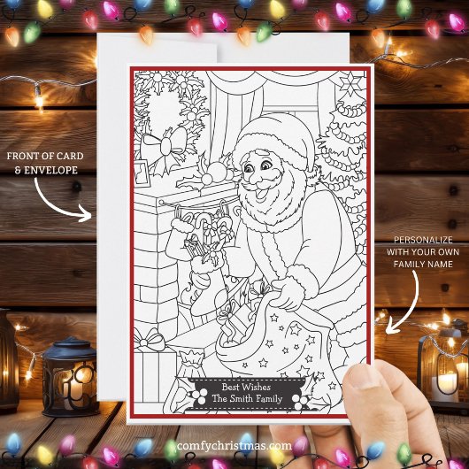 自分のおもしろいパーソナライズされたサンタに色を付ける シーズンカード