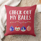 自分のおもしろいボールのクリスマスオーナメント クッション (ブランケット)