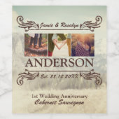 自分のお尻レトロInstagramカップルのコラージュを作成 ワインラベル (シングルラベル)