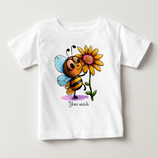 自分のかわいいのまわりに&ひまわりの作成 ベビーTシャツ (正面)