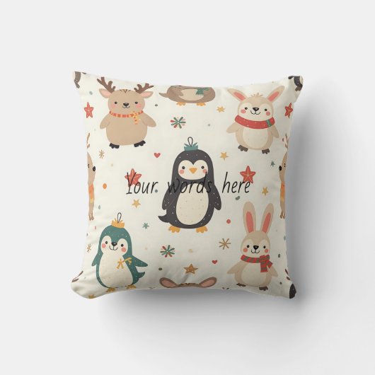 自分のかわいいを作成する友達クリスマス動物 クッション (正面)
