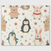 自分のかわいいを作成する友達クリスマス動物 ラッピングペーパー (フラット)