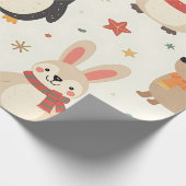 自分のかわいいを作成する友達クリスマス動物 ラッピングペーパー (角)