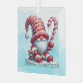 自分のかわいいペパーミントクリスマス格言を作成 ガラスオーナメント (正面左)