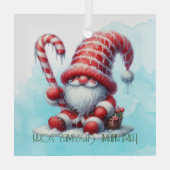 自分のかわいいペパーミントクリスマス格言を作成 ガラスオーナメント (裏面)