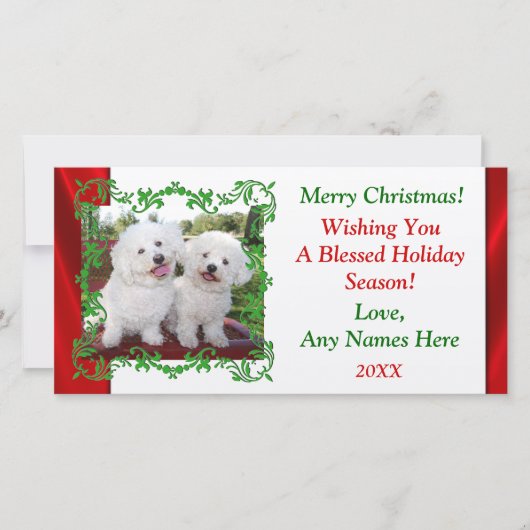 自分のかわいい写真クリスマスホリデーカードを追加 シーズンカード (正面)