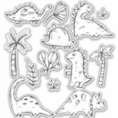 自分のかわいい恐竜のステッカーに色を付ける シール (正面)