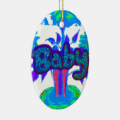 自分のかわいい素敵なグリッターベビーを作成 セラミックオーナメント (右)