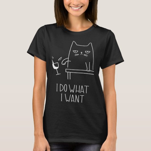 自分のしたいことは自分で決める猫 Tシャツ (正面)