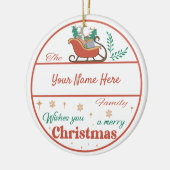 自分のそりの名前と年のクリスマスを作成 セラミックオーナメント (左)