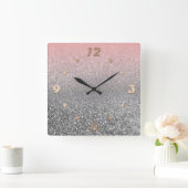 自分のために作エレガント成，光沢 スクエア壁時計 (ホーム)