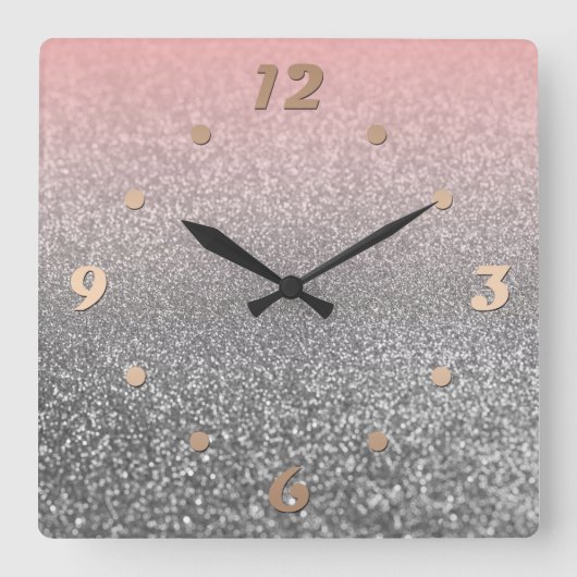 自分のために作エレガント成，光沢 スクエア壁時計 (正面)