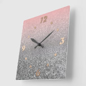 自分のために作エレガント成，光沢 スクエア壁時計 (傾斜)