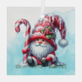 自分のひげを生やしたペパーミントクリスマス格言 ガラスオーナメント (裏面)