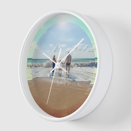 自分のを作カスタム成する可愛い家族の写真エフェクト 壁時計 (傾斜)