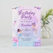 自分のを作カスタム成する女の子かわいい妖精誕生日 招待状 (スタンド正面)