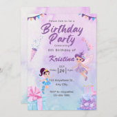 自分のを作カスタム成する女の子かわいい妖精誕生日 招待状 (正面/裏面)