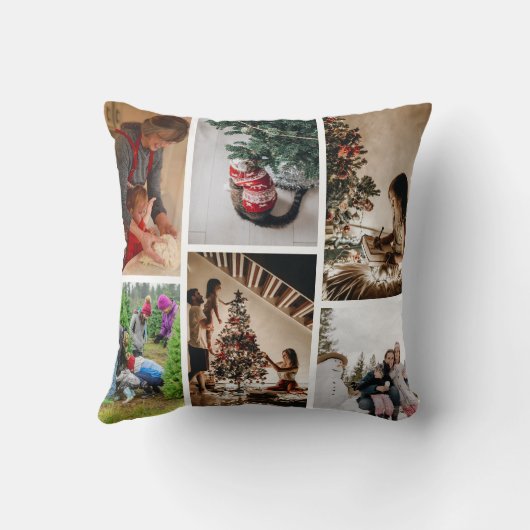 自分のを作カスタム成する6フォトクリスマスコラージュ クッション (裏面)