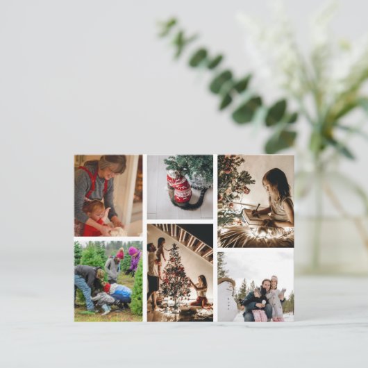 自分のを作カスタム成する6フォトクリスマスコラージュ シーズンポストカード (スタンド正面)