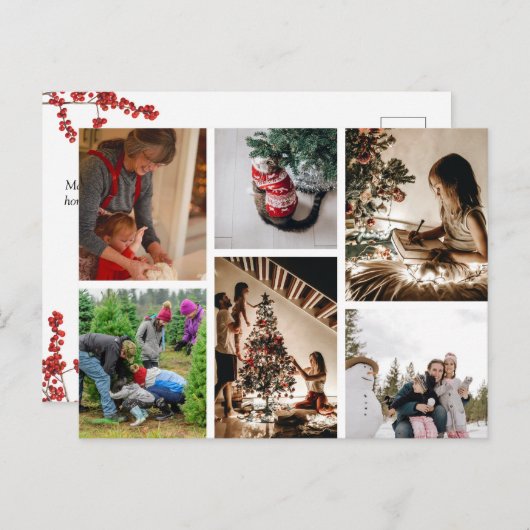 自分のを作カスタム成する6フォトクリスマスコラージュ シーズンポストカード (正面/裏面)