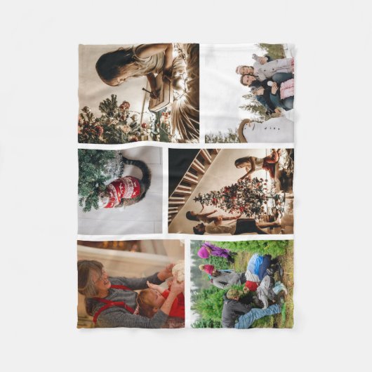 自分のを作カスタム成する6フォトクリスマスコラージュ フリースブランケット (正面)